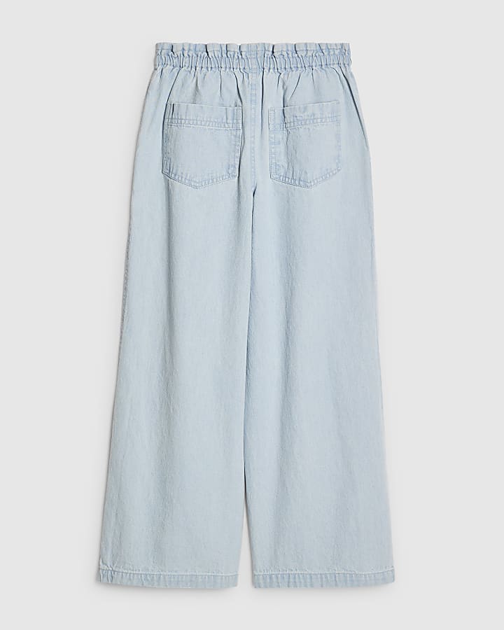 Girls Blue Wide Leg Jeans
