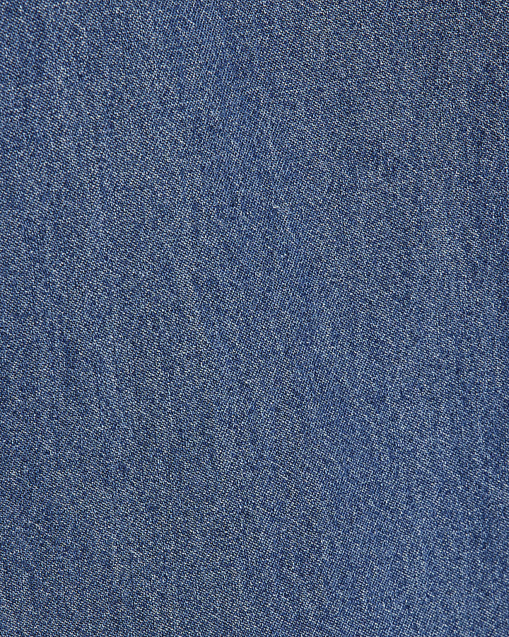 Girls Blue Tie Waist Wide Leg Jeans