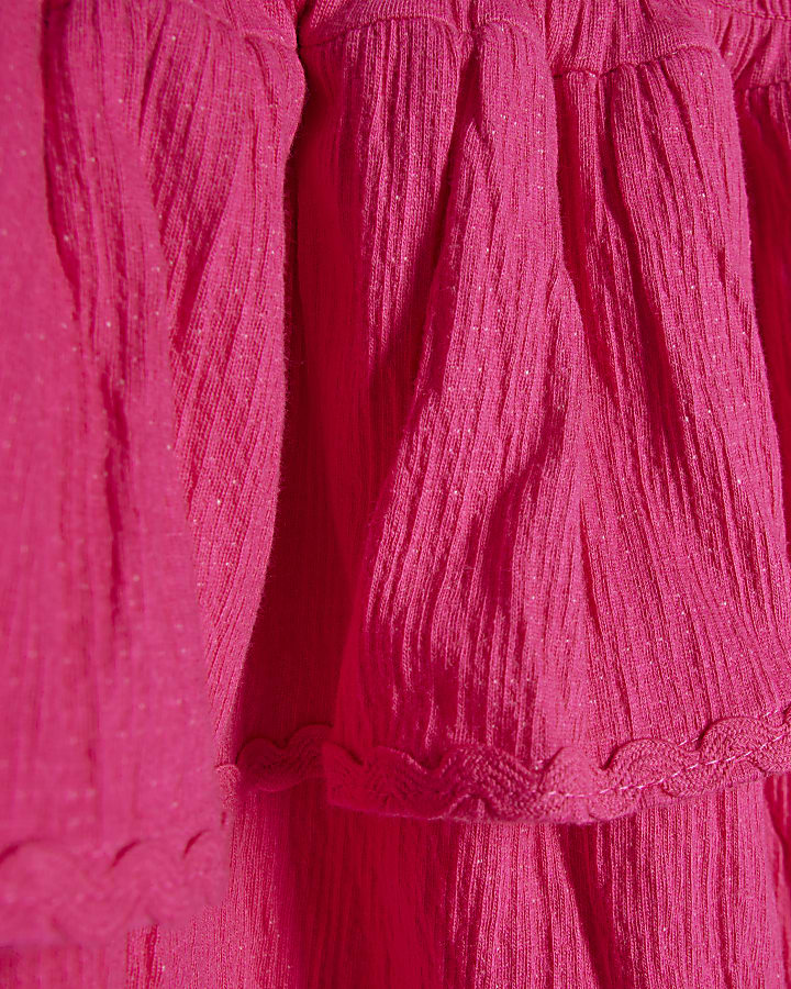 Mini Girls Pink Crochet Flower Dress