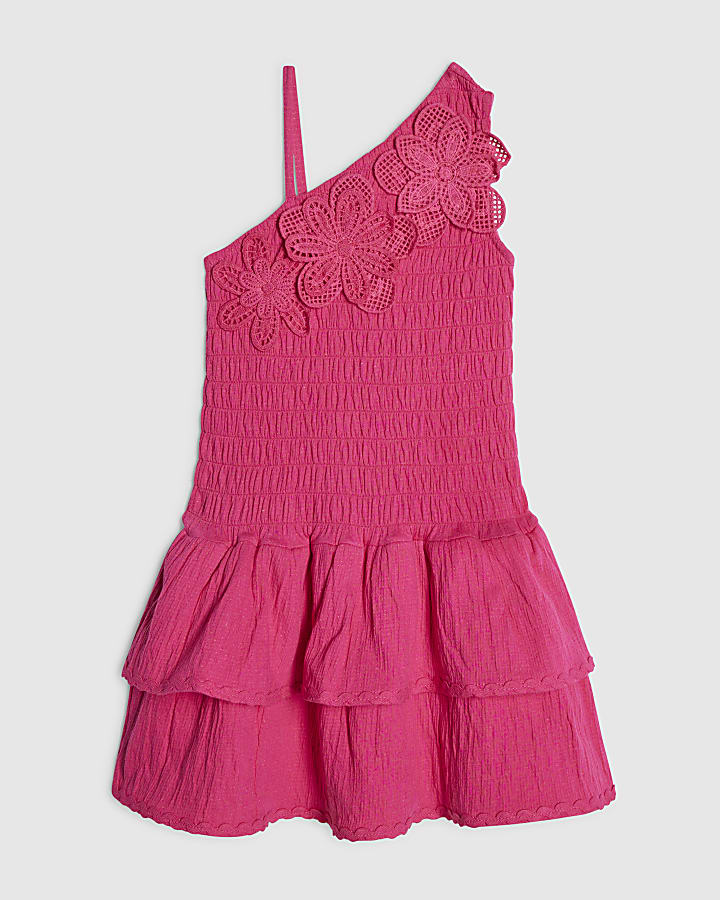 Mini Girls Pink Crochet Flower Dress