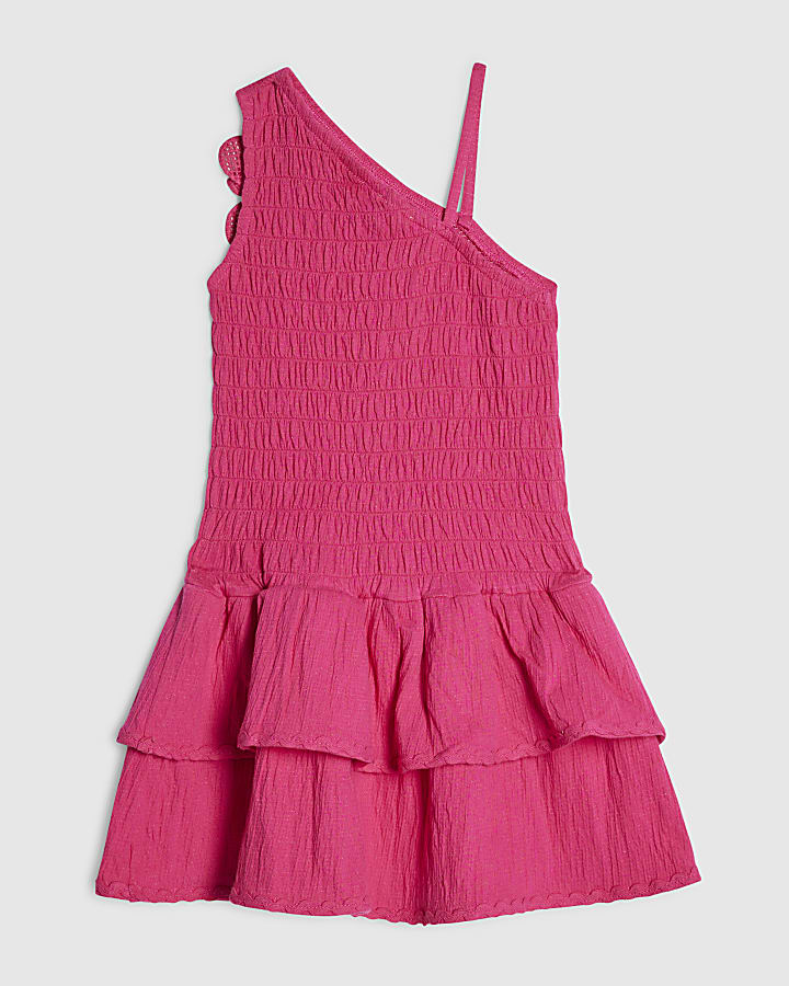 Mini Girls Pink Crochet Flower Dress