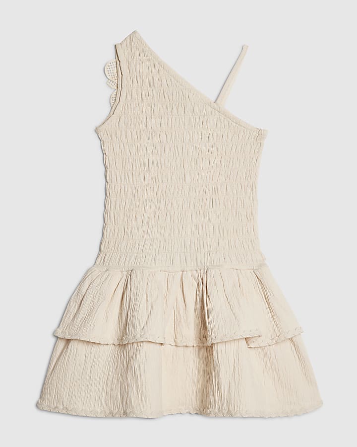 Mini Girls Cream Crochet Flower Dress