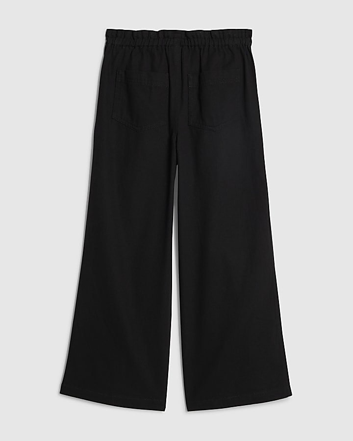 Girls Black Wide Leg Jeans