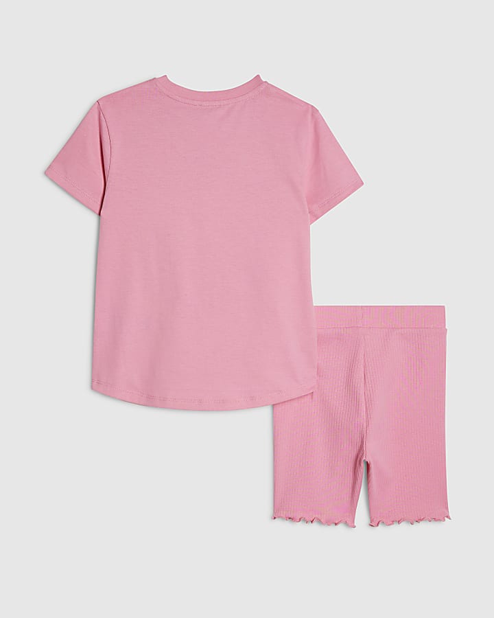 Mini Girls Pink Necklace T-Shirt Set