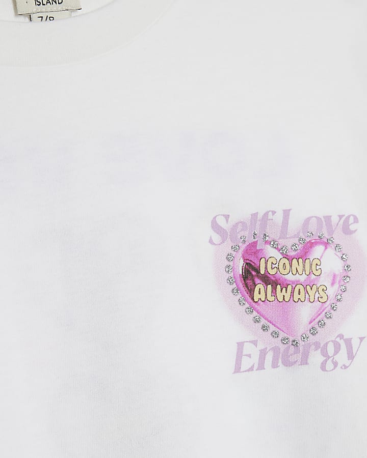 Girls White Valentines Bow T-Shirt