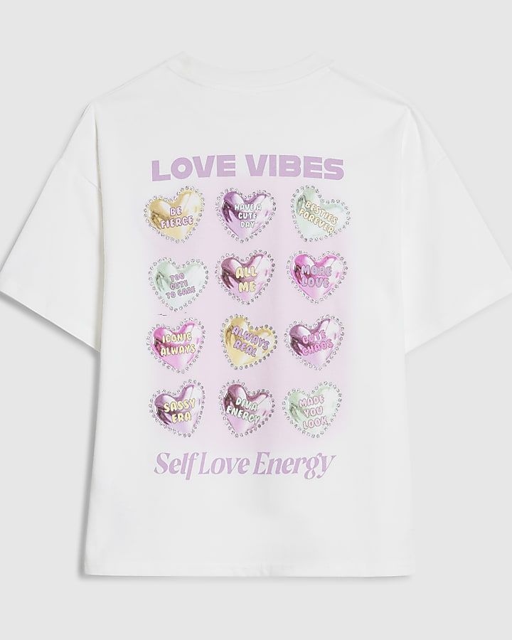 Girls White Valentines Bow T-Shirt