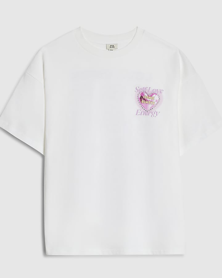 Girls White Valentines Bow T-Shirt