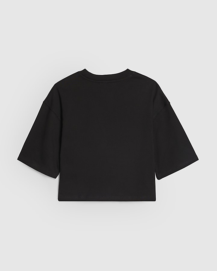 Girls Black Queen Of K-pop Crop T-Shirt