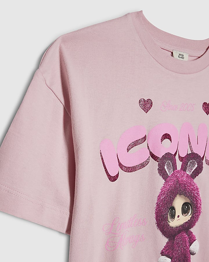 Girls Pink Iconic Monster Energy T-Shirt