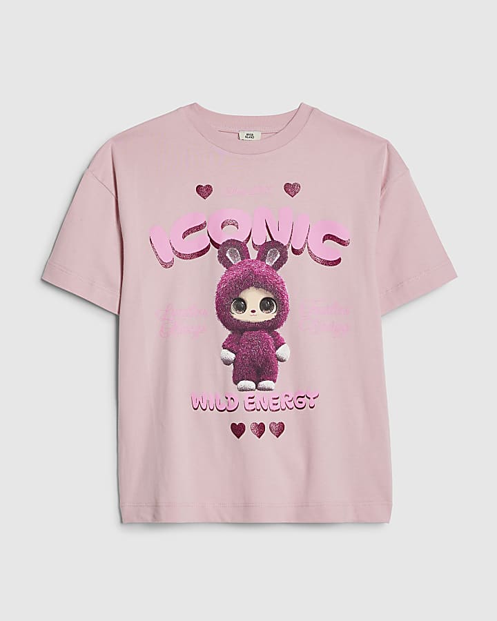Girls Pink Iconic Monster Energy T-Shirt