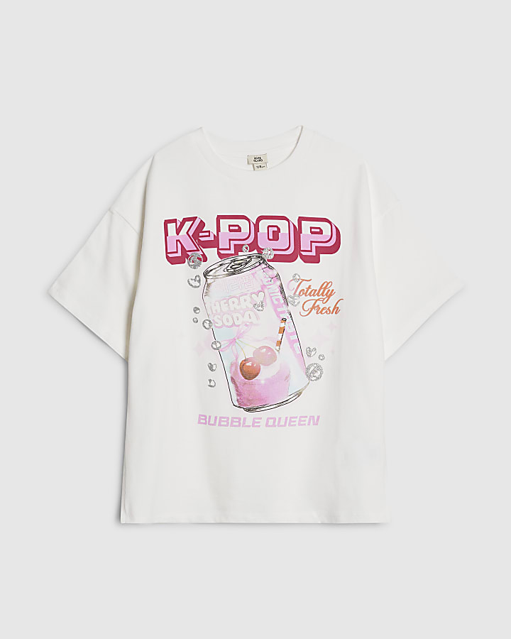 Girls White Cherry Soda T-Shirt