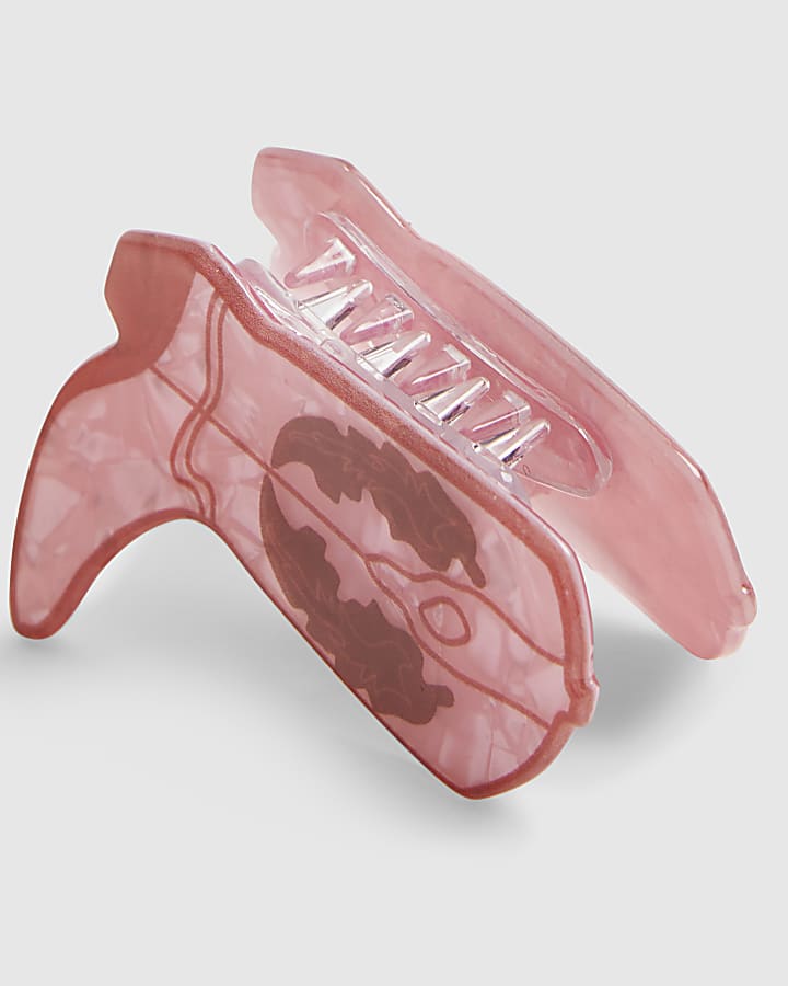 Girls Pink Cowboy Boot Hair Claw Clip