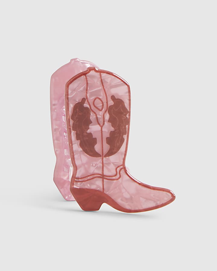 Girls Pink Cowboy Boot Hair Claw Clip