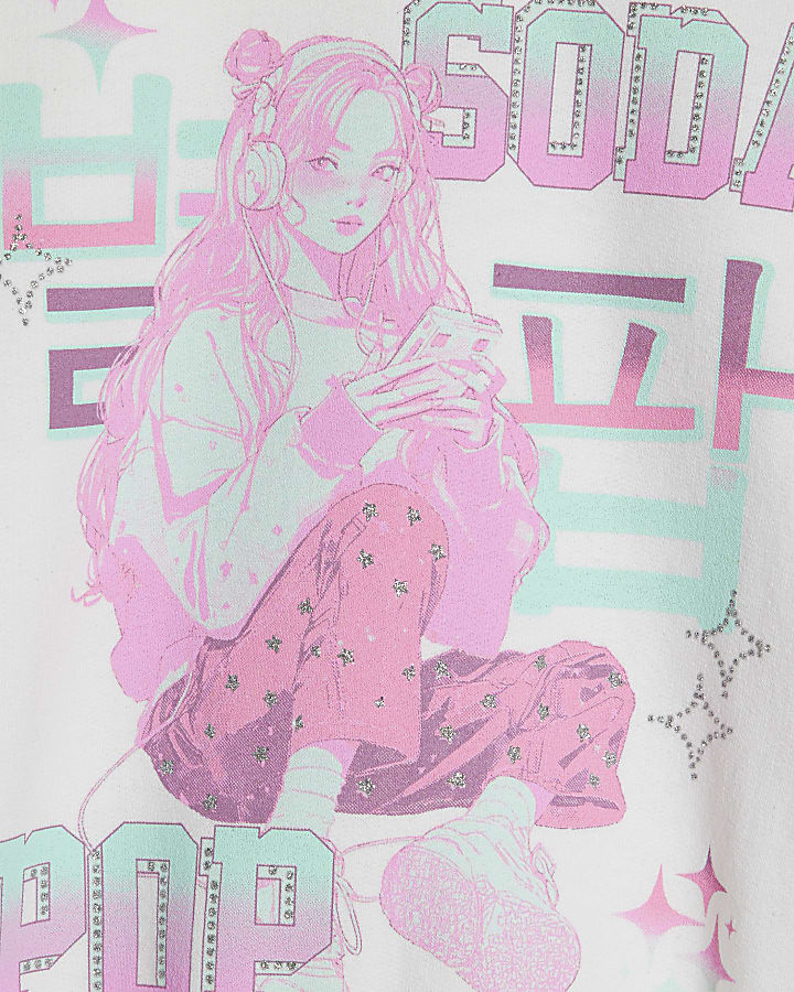 Girls White Soda Pop Girl Cropped Sweatshirt