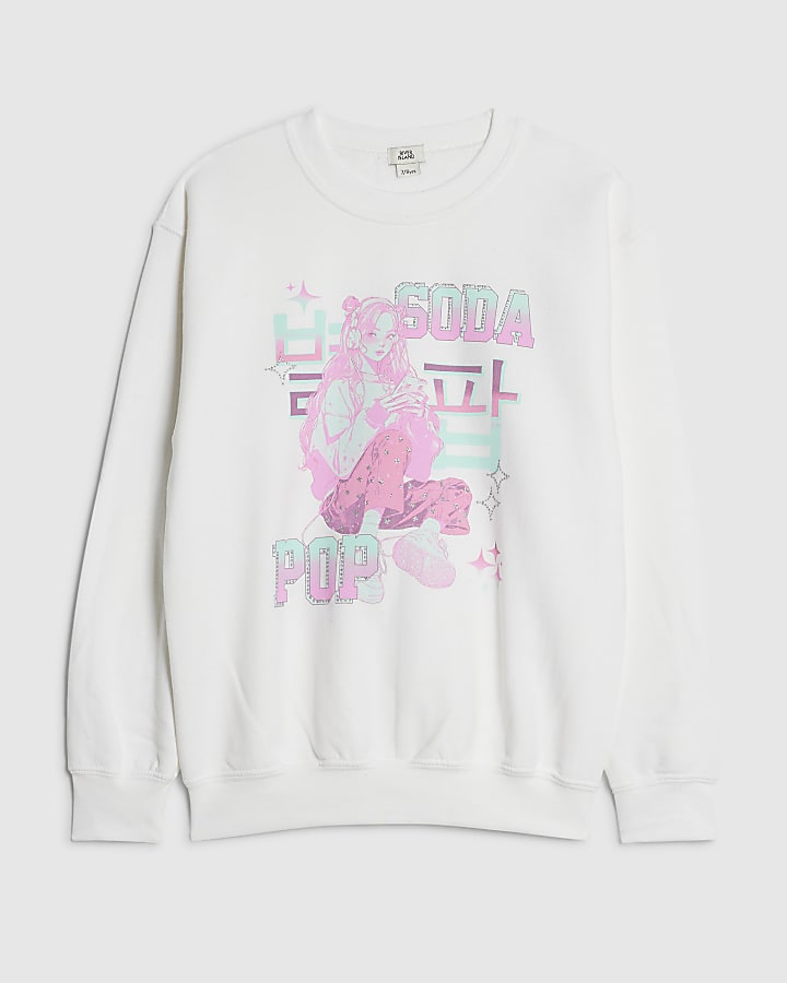 Girls White Soda Pop Girl Cropped Sweatshirt