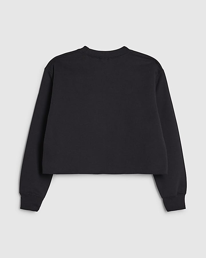 Girls Black Golden Era Heart Girl Sweatshirt