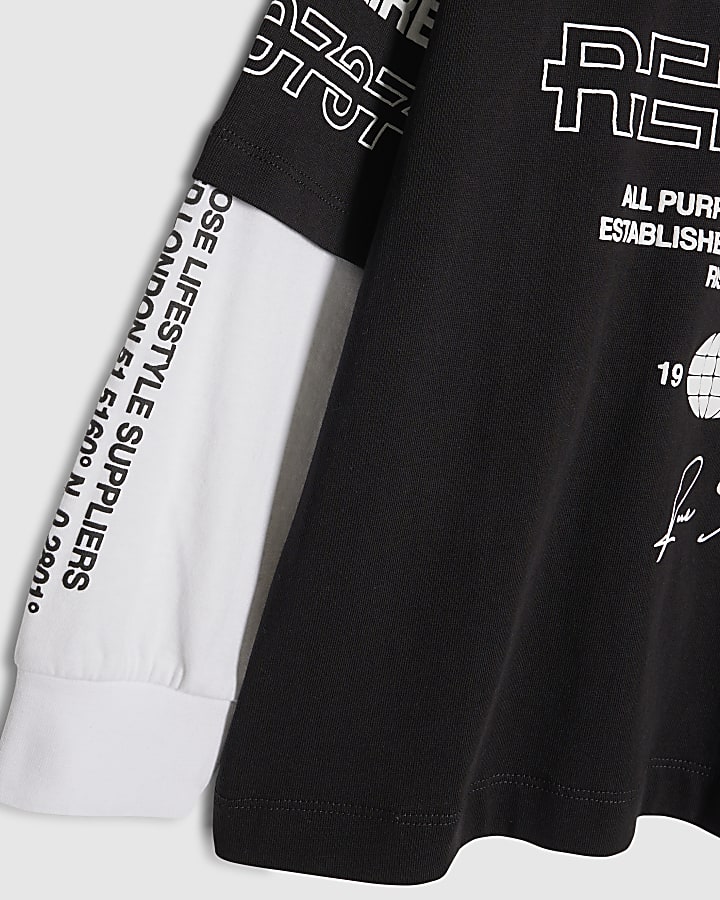 Boys Black Double Layer Sanctuaire T-Shirt