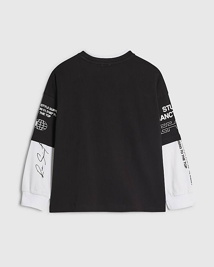 Boys Black Double Layer Sanctuaire T-Shirt