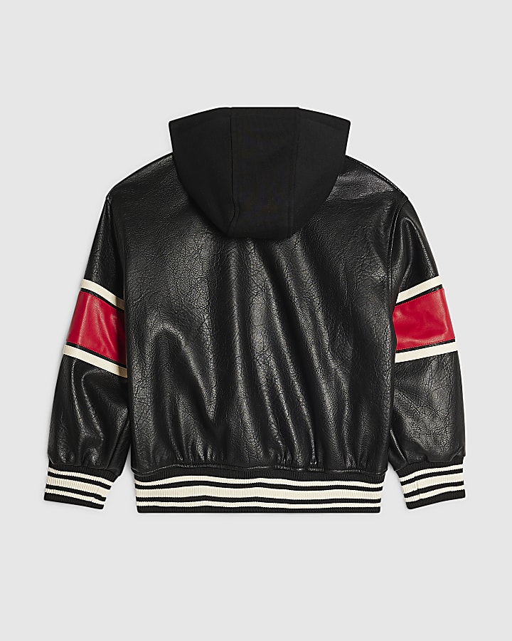 Boys Black Badged Varsity Bomber Jacket