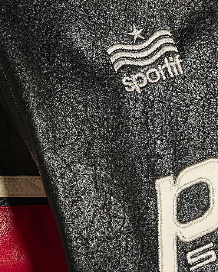 Boys Black Badged Varsity Bomber Jacket