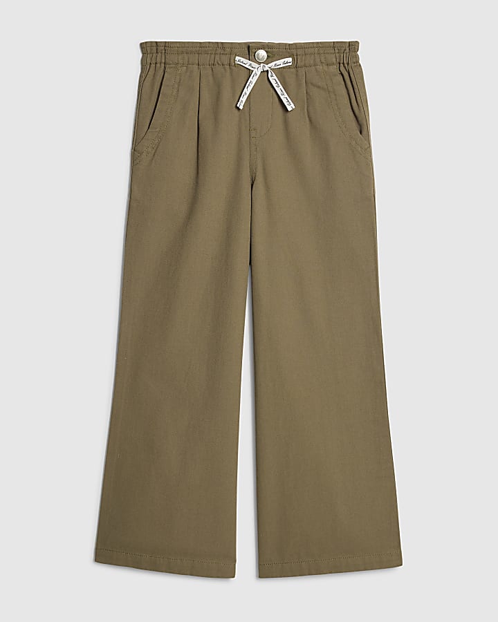 Girls Green Wide Leg Jeans