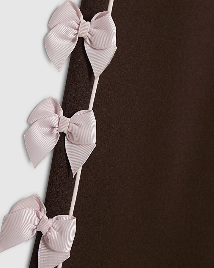 Girls Brown Wide Leg Bow Trousers