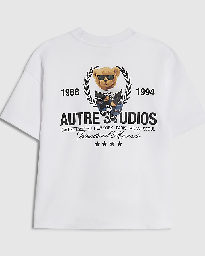 Mini Boys White Auture Studios Bear T-Shirt