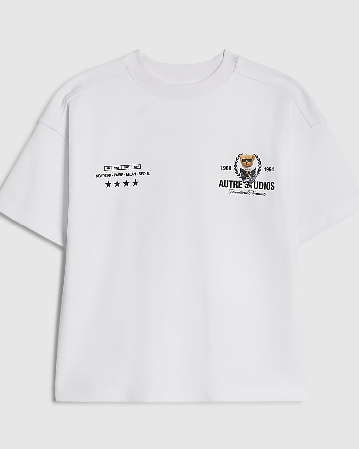 Mini Boys White Auture Studios Bear T-Shirt