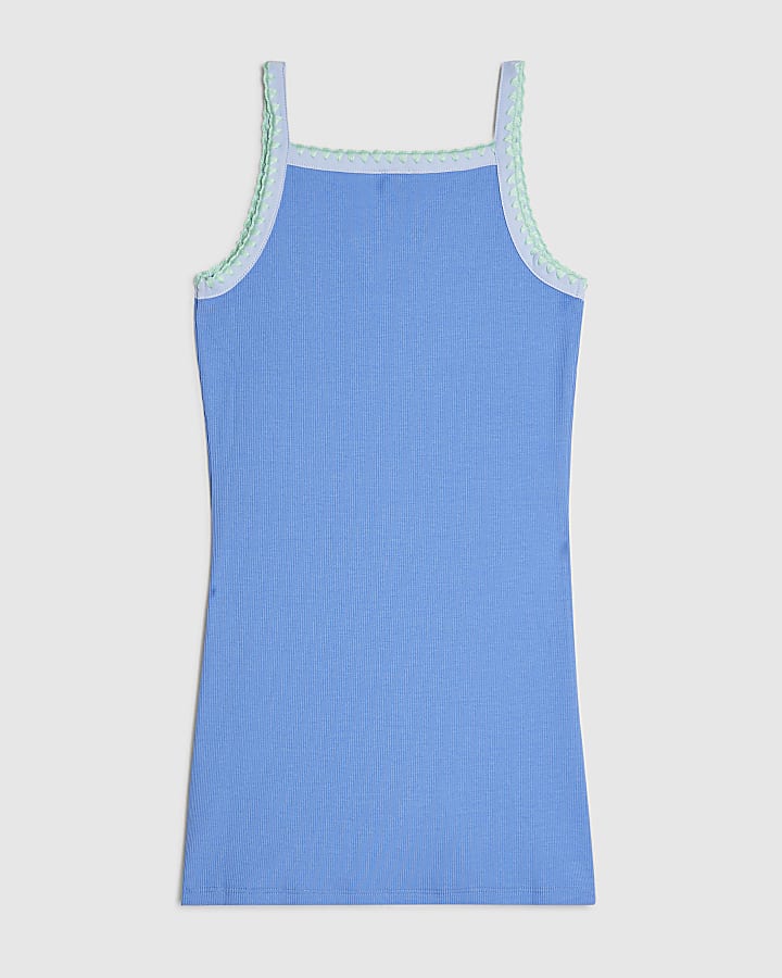 Girls Blue Whipstitch Starfish Cami Dress