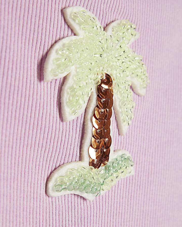 Girls Purple Whipstitch Cami Dress