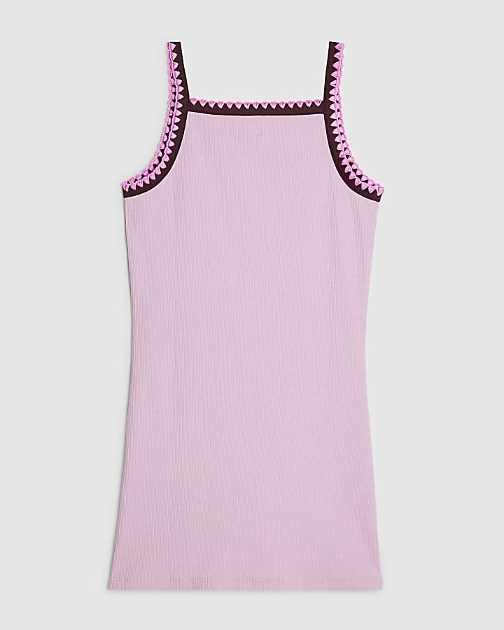 Girls Purple Whipstitch Cami Dress