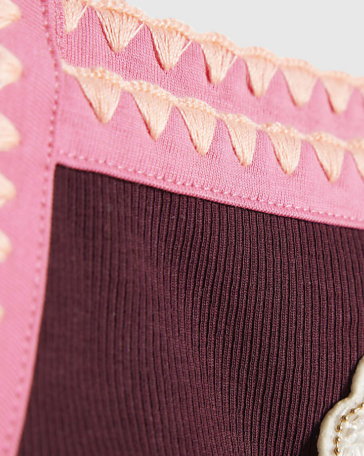 Girls Red Whipstitch Cami Dress