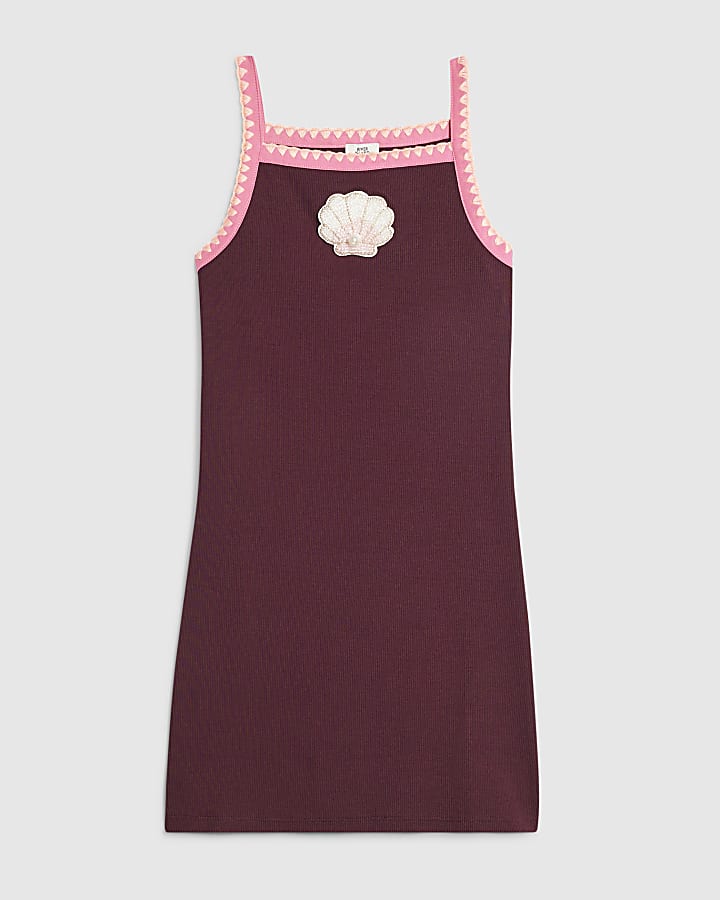 Girls Red Whipstitch Cami Dress