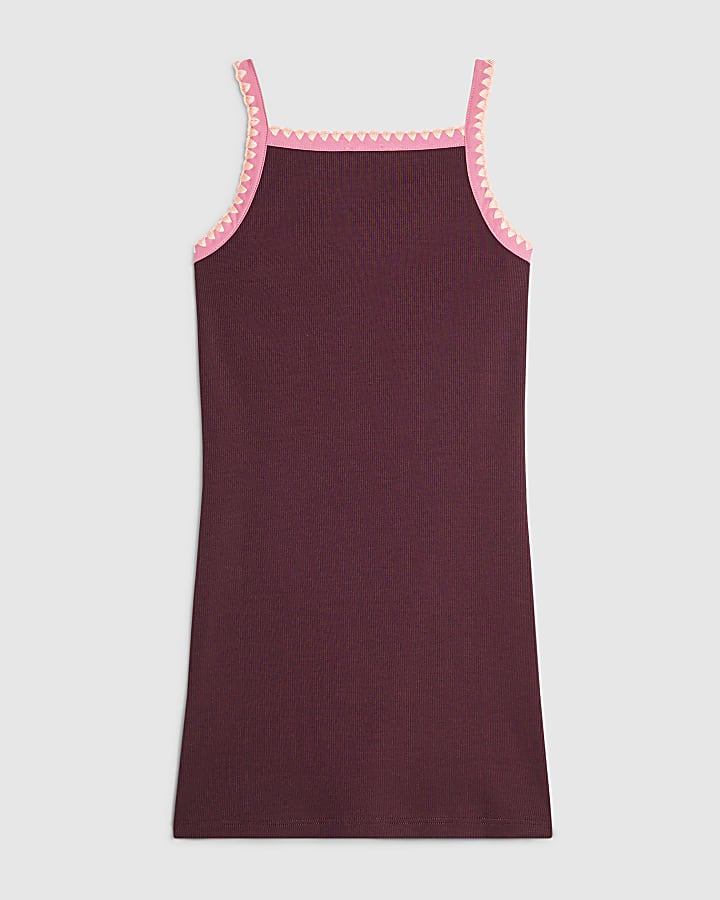 Girls Red Whipstitch Cami Dress