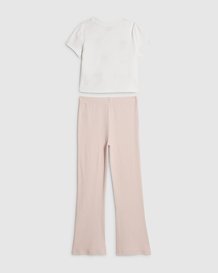 Girls Pink Bow T-shirt and Leggings Set