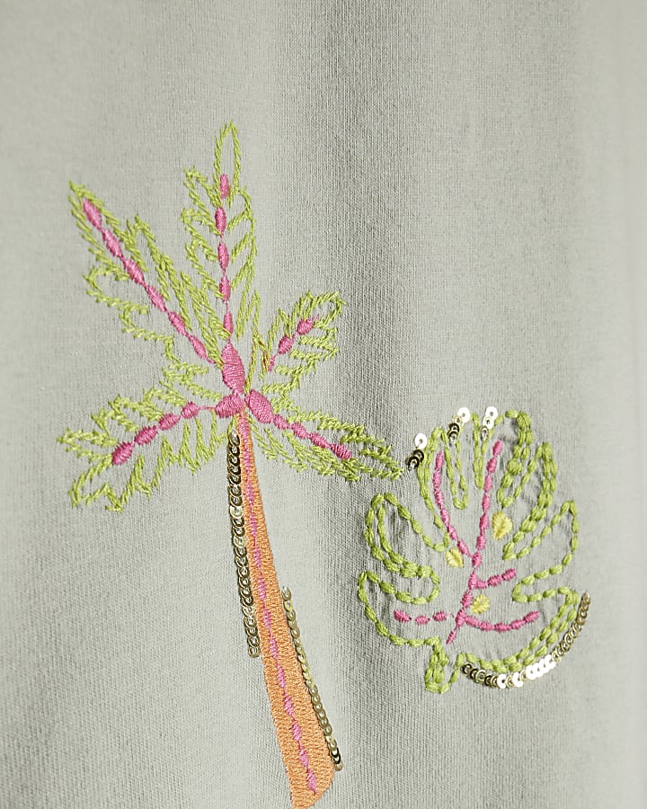 Girls Pink Embroidered Sea You Soon T-Shirt