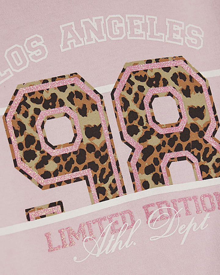 Girls Pink Leopard Print 98 T-ShIrt Set