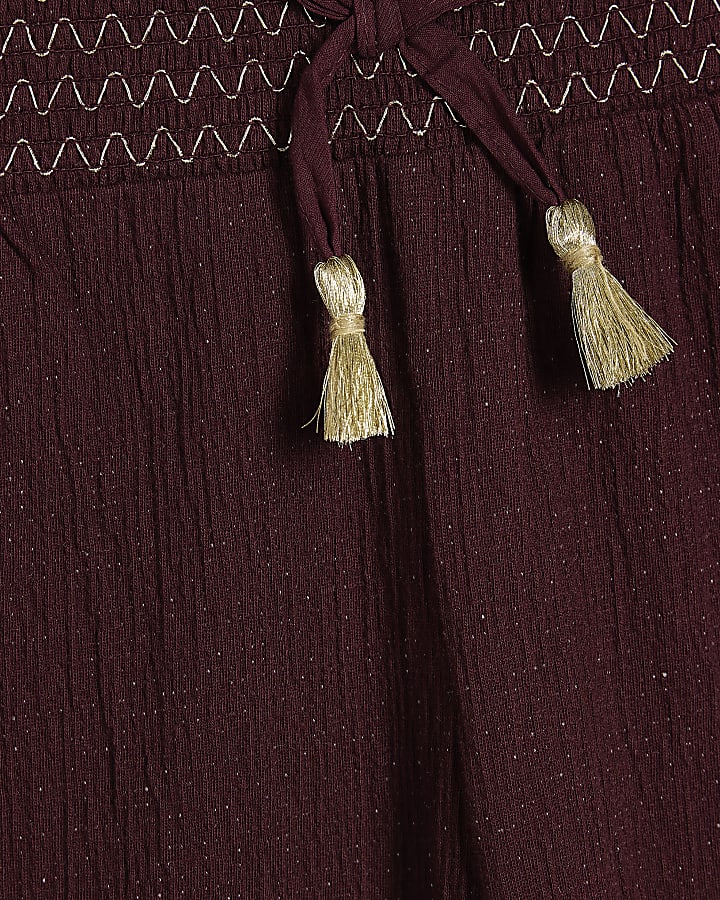 Girls Purple Peplum Top Trousers Set