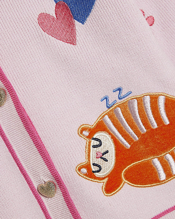 Mini Girls Pink Tiger Cardigan