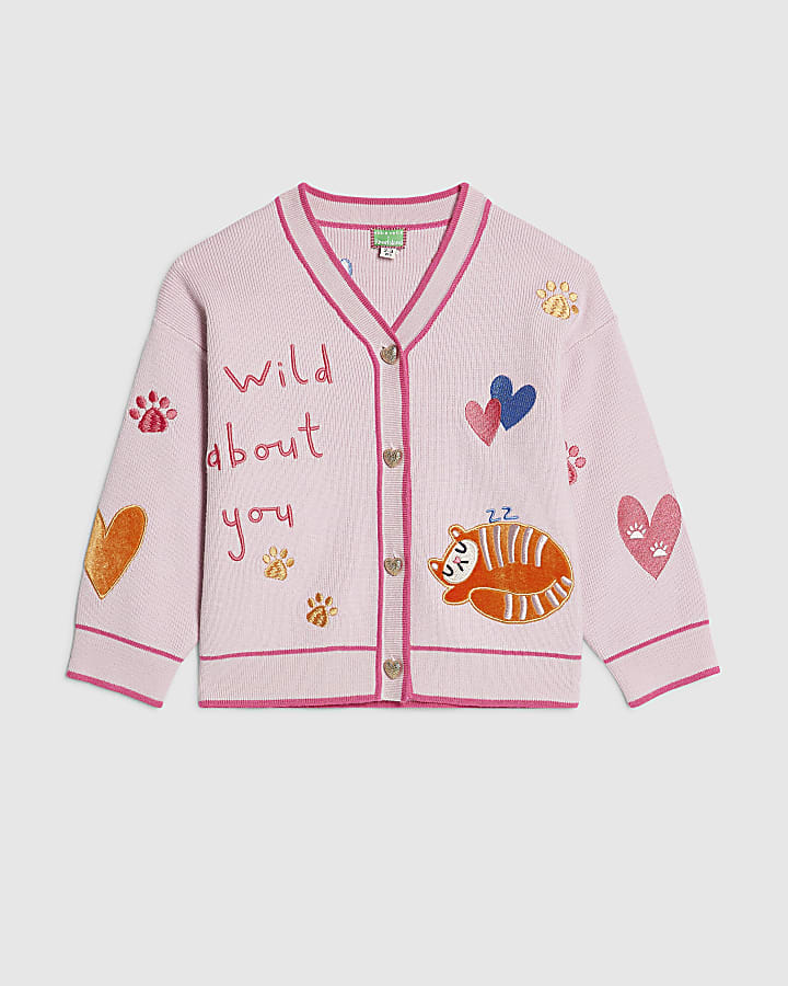 Mini Girls Pink Tiger Cardigan
