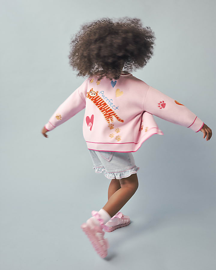 Mini Girls Pink Tiger Cardigan