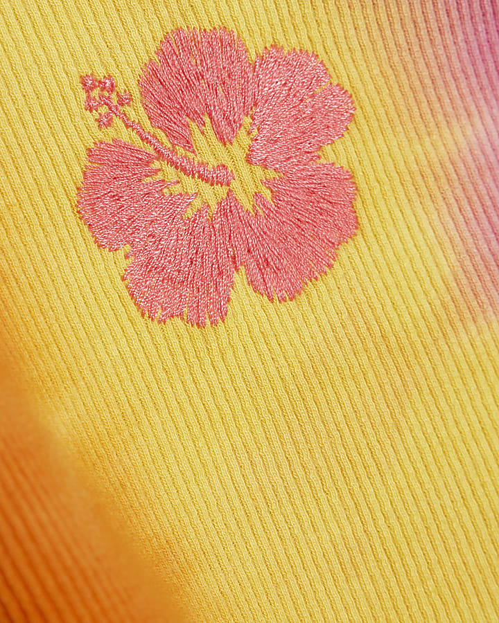Girls Orange Tie Dye Floral Tank Top