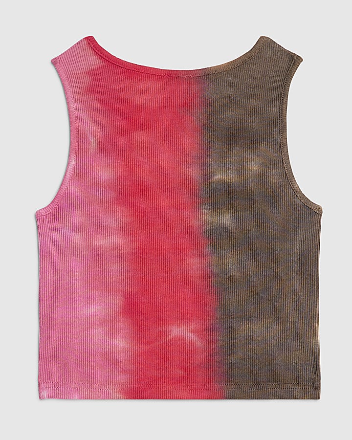 Girls Pink Tie Dye Star Fish Tank Top