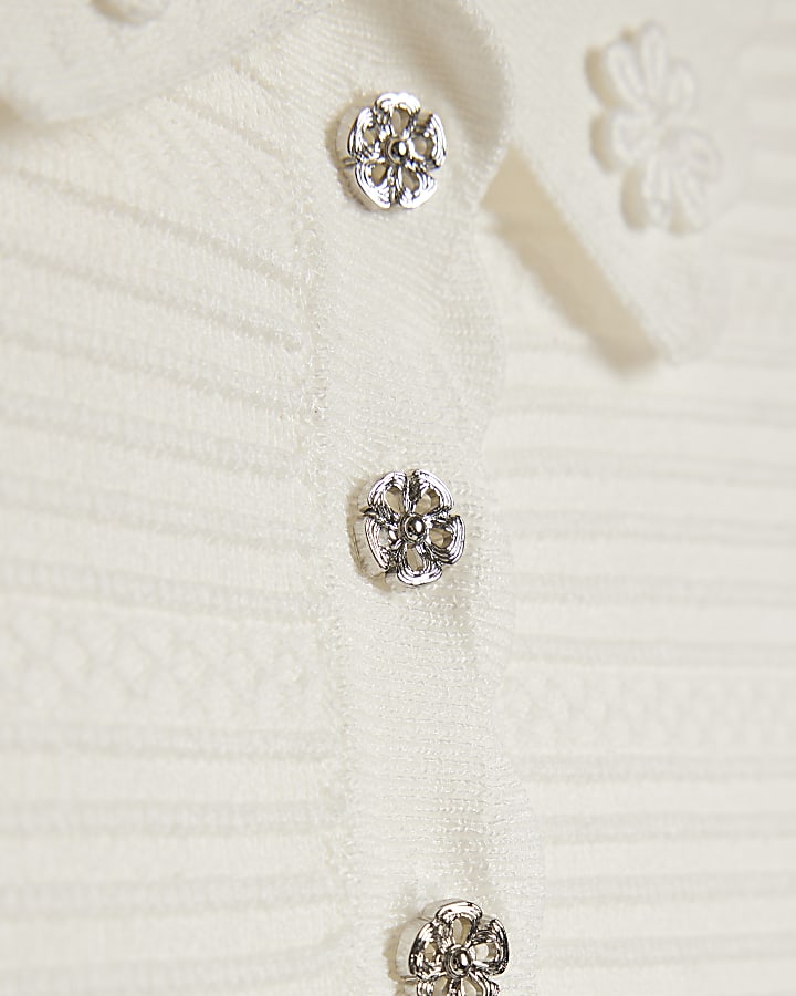 Mini Girls White Floral Polo Dress