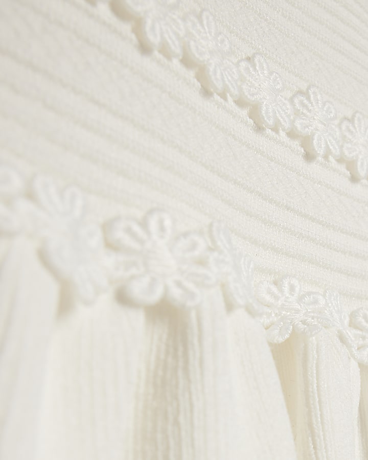 Mini Girls White Floral Polo Dress