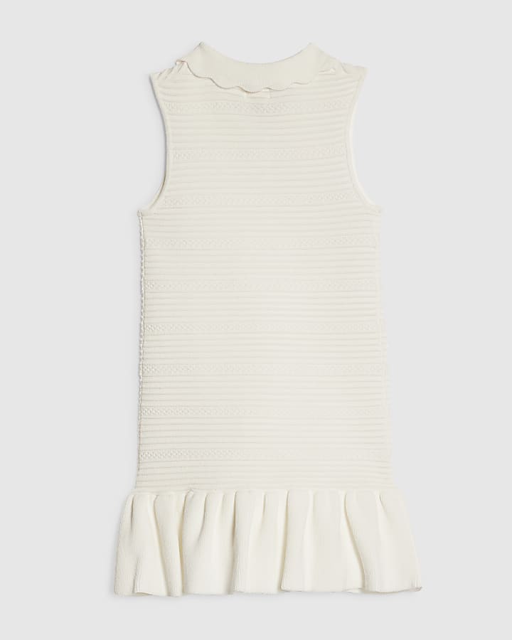 Mini Girls White Floral Polo Dress