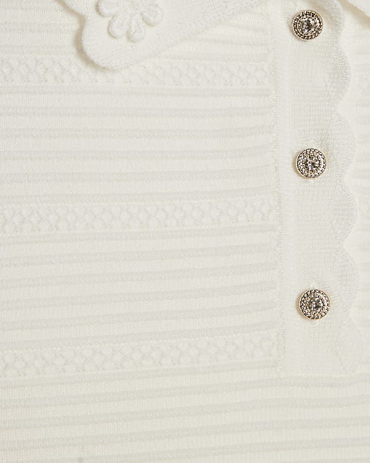 Girls White Floral Polo Dress