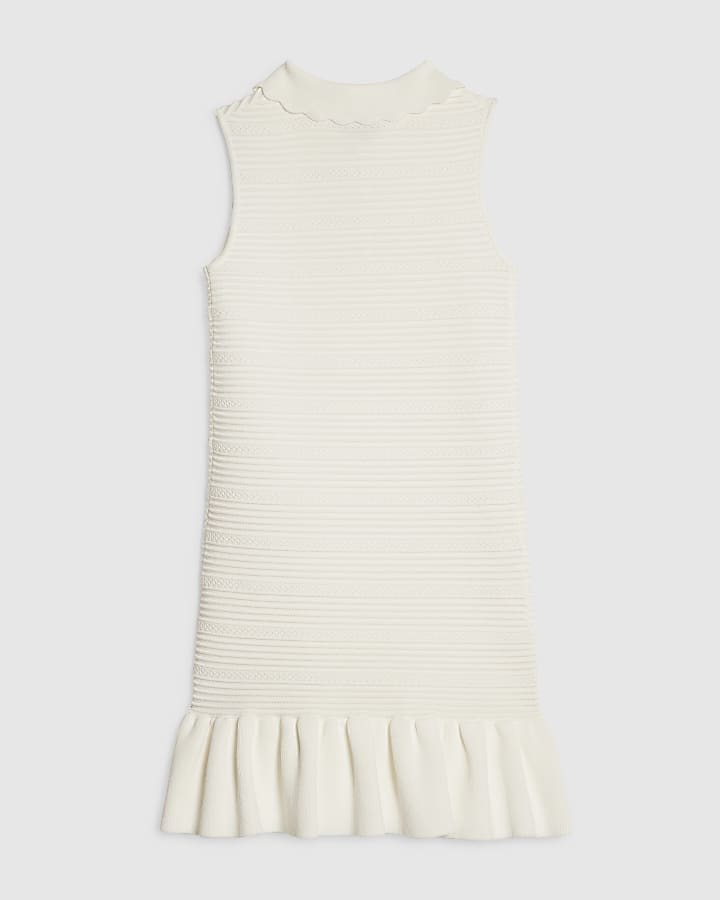 Girls White Floral Polo Dress