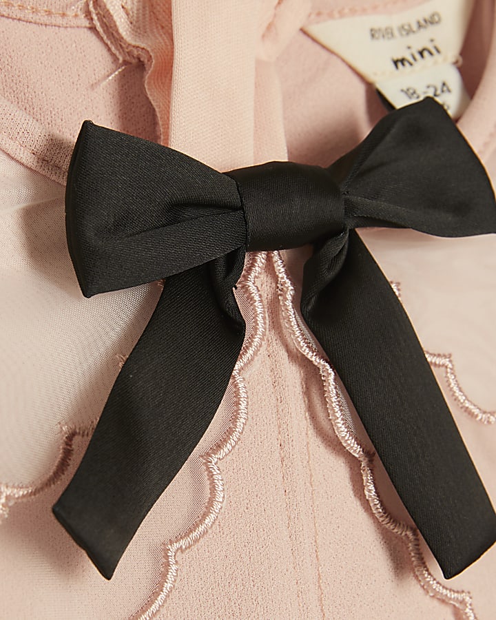 Mini Girls Pink Organza Collar Dress