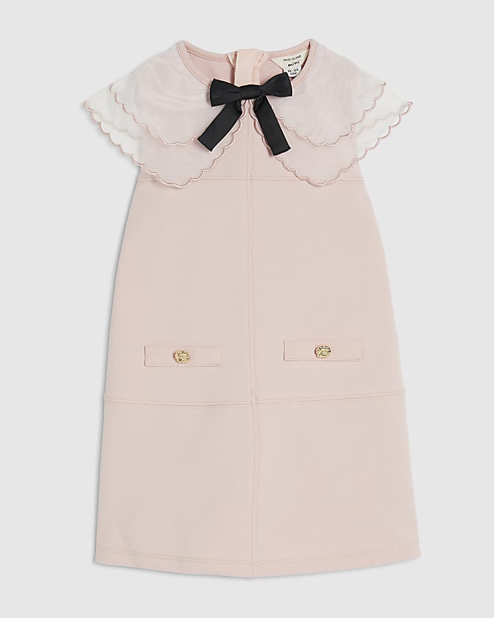 Mini Girls Pink Organza Collar Dress